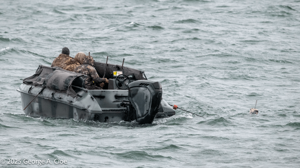 Saltwater Duck Hunters in Camo-Boat